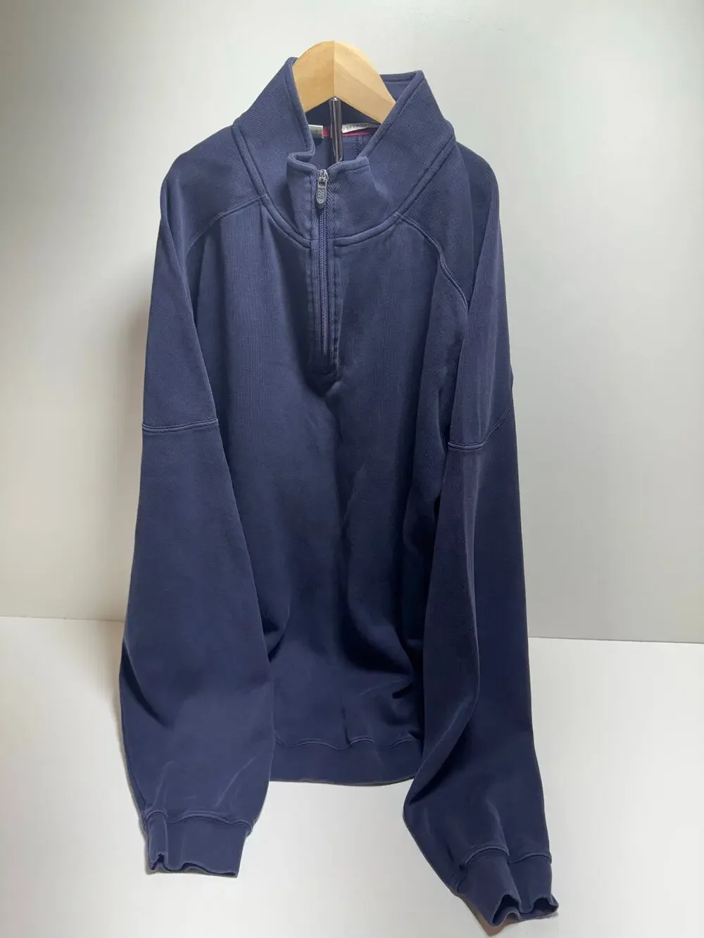Cutter & Buck Large Navy Blue Men’s 1/4 zip Pullover Pima Cotton Preppy